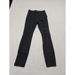 New York & Company Jeans Womens 4 Black High Waist Super Skinny Ankle Distressed